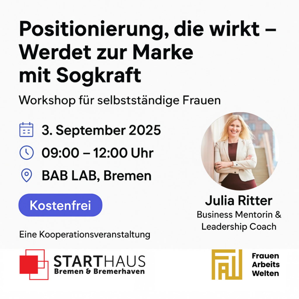 Grafik mit Informationen für die Veranstaltung Positionierung die wirkt